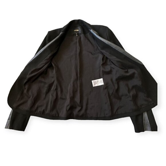 Maje Ritz Black Blazer with Lamb Leather Trim, Size 36FR - Picture 8 of 14